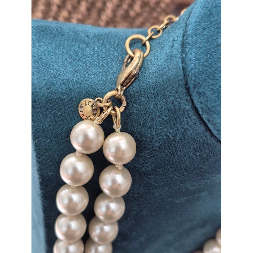 Necklace J. Crew Cream Gem Pearl Double Strand Statement Jewelry - Picture 3 of 16